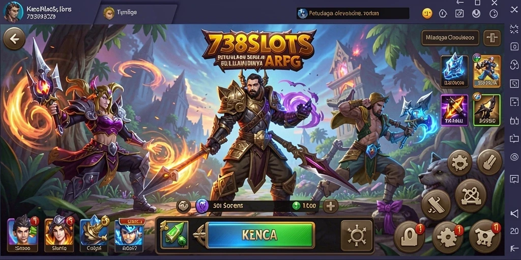 Tangkapan layar gameplay 738SLOTS yang menampilkan aksi petualangan ARPG yang seru.