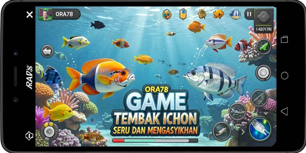 Screenshot gameplay ORA78 menampilkan keseruan Tembak Ikan.