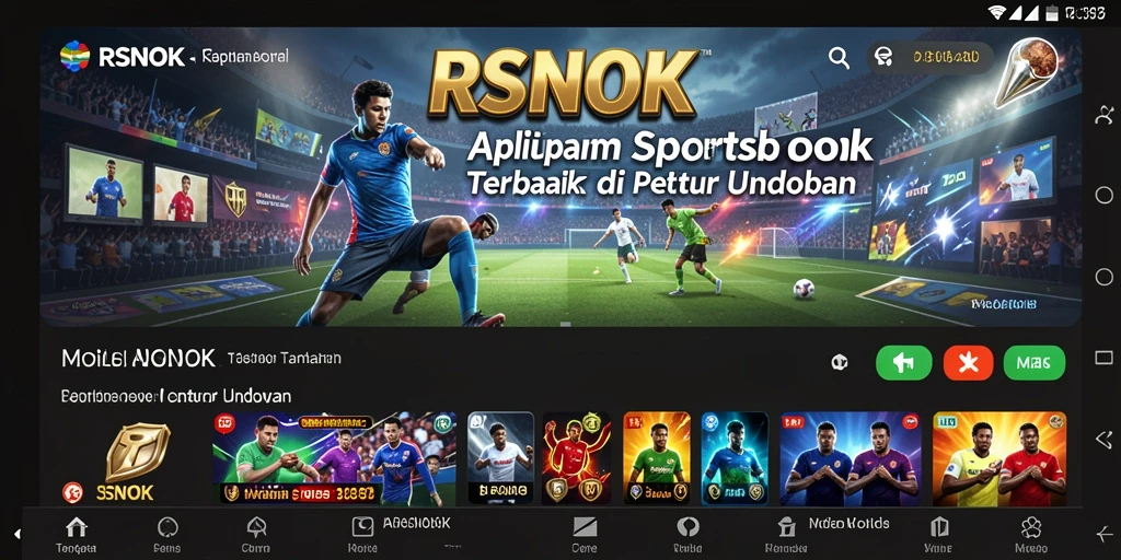 Tampilan antarmuka aplikasi RSNOK dengan fitur taruhan olahraga.