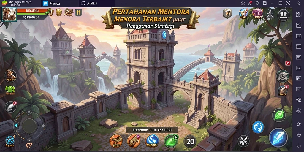 Screenshot S9S9 menampilkan aksi menara dalam pertahanan melawan musuh.
