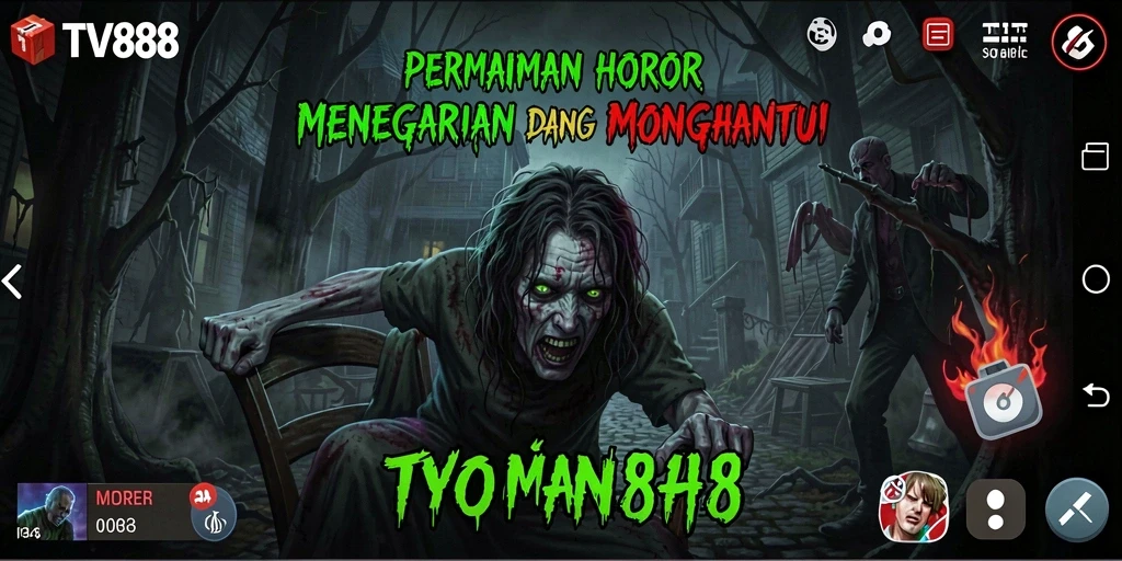Tangkapan layar dari gameplay horor yang mencekam di TV888.